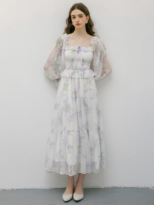 DD_Lavender floral chiffon dress