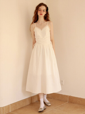 Cest_Pure white cotton slip dress