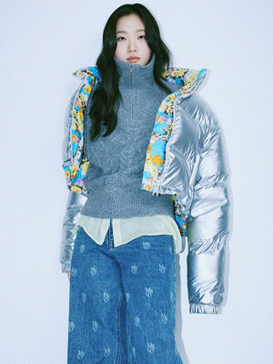 CROPPED DOWN JACKET REVERSIBLE_SILVER