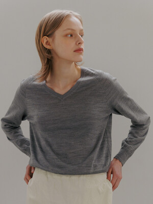 v-neck pullover (melange grey)