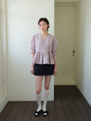 moui Cotton mini skirt (NAVY)