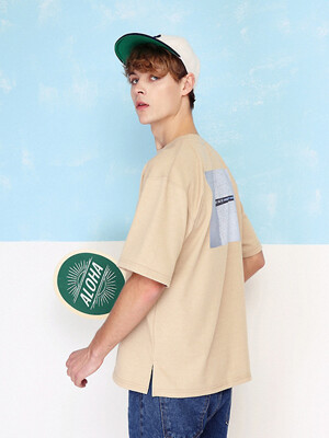 &quot;NOT&quot; Embroidery oversize T-shirt (BEIGE)