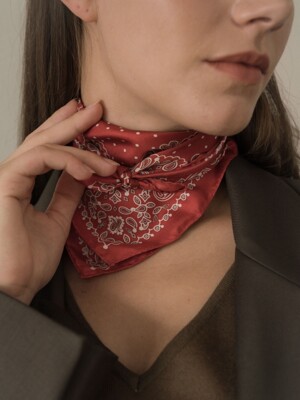 dot paisley silk scarf-red