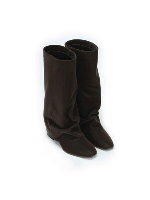 Wrinkle Leather Boots (Dark Brown) (225-255)