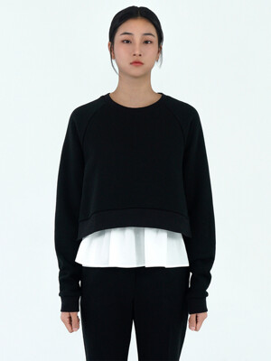 Raglan sleeve side-zip sweatshirt (black)