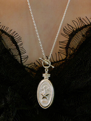 Compass Mother of Pearl Silver Necklace