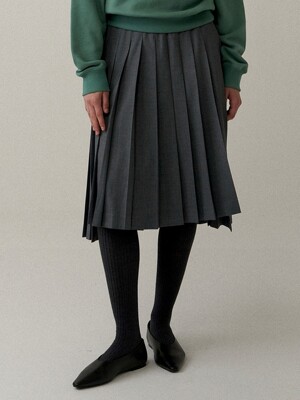 pleats wool skirt (charcoal)