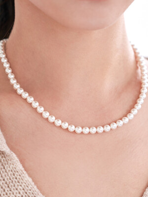 [SILVER] 6 PEARL CLASSIC NECKLACE