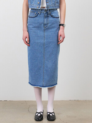 24 Spring_ Blue Washing Denim Skirt