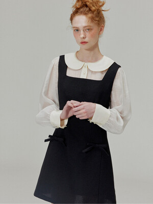 Ribbon bustier tweed mini dress_Black