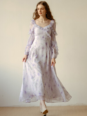 DD_Lavender ruffled chiffon dress