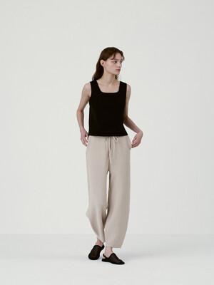 Organic cotton oval silhouette pants_Stone
