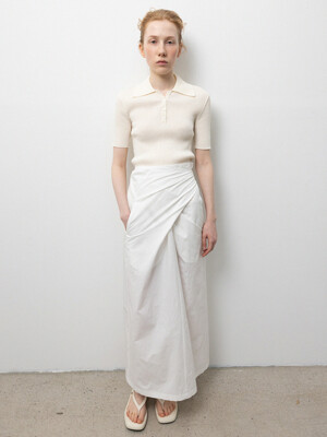Crease Twisted Skirts_White