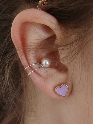 [SET]pearl earcuff + heart earrings (7colors)