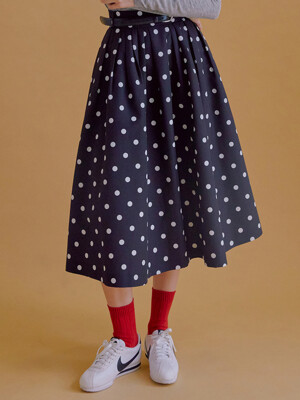 BOROMWAT Flared skirt (White dot/Black dot)