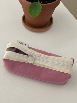 Clam round pencilcase _ Dry pink