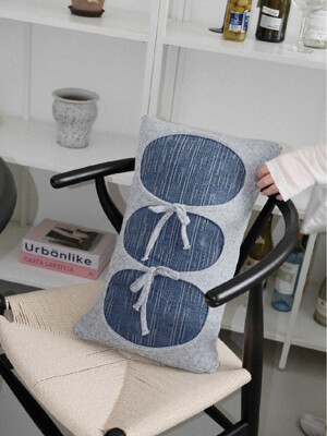 Denim Ribbon Cushion(솜포함)