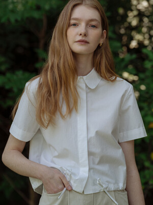 Strap point half sleeve shirt(White)