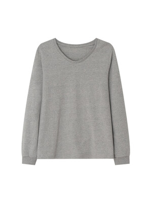 Soft curve pigment 20s long sleeve t-shirt(grey)