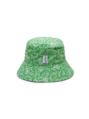 STG Reversible Bucket Hat_WHITE SOLID X GREEN PAISLEY