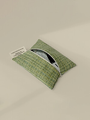 Veda Romantic Pouch_Tweed_Green