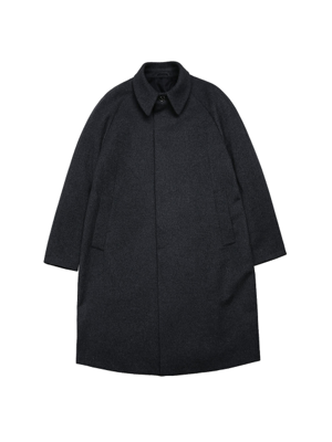 Cashmere Blended Balmacaan Coat (Dark Gray)