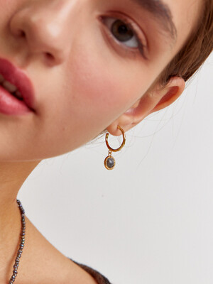 Black marble pendant drop earring