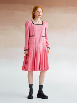 브라이드 트위드 드레스_핑크