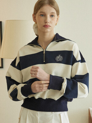 Royal Emblem Stripe Sweatshirt - Navy