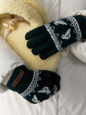 holiday knit gloves - green