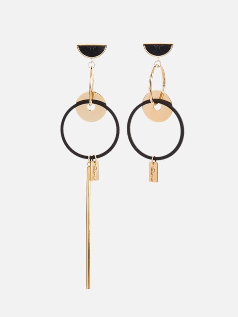 MARBLE HALF CIRCLE BAR ``drop`` MATTEBLACK EARRING