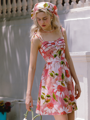Drop watercolor flower midi dress