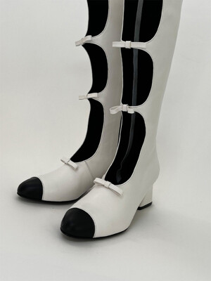 Y.12 Quinn Ribbon Long Boots / Y.12-B36 / WHITE