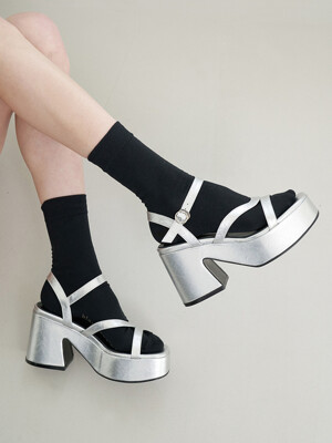 Kai Flatform Sandals Leather Silver
