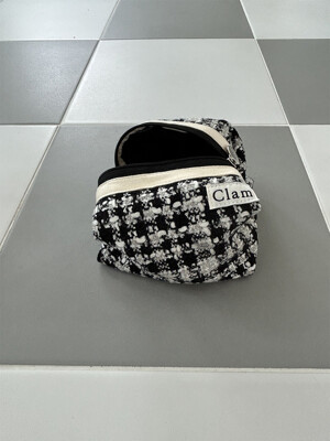 Clam round pouch _ Tweed gray