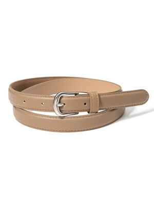 (W) simple silver fake leather belt (T018_beige)
