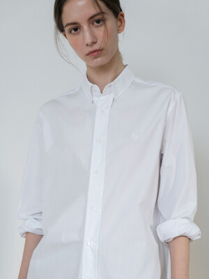 [White] Cotton Embroidery Shirt