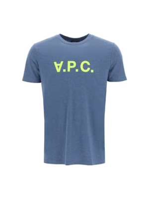 아페쎄 티셔츠 네온 VPC 로고 프린팅 반팔 남성 블루  COETR H26168 PIA