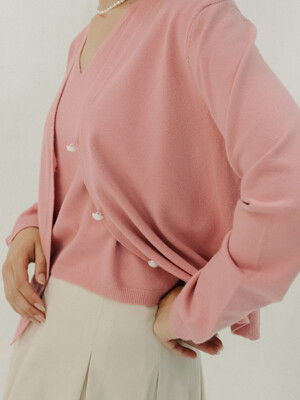 Pearl button cashmere knit cardigan