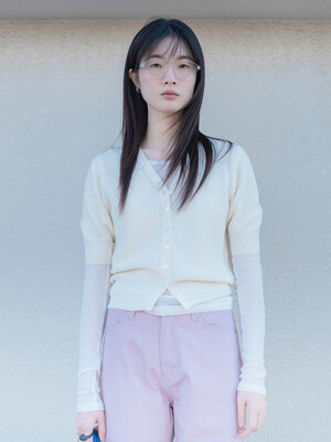 LINEN HALF SLEEVE CARDIGAN_OFF WHITE