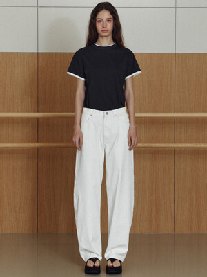 pigment white curved pants (white)