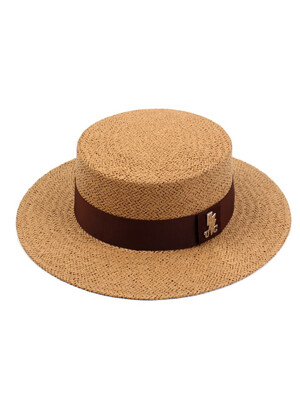Brown Line Brown Panama Hat 여름페도라