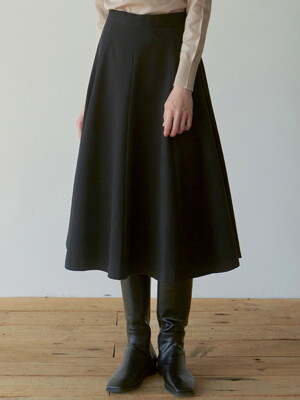 COTTON FLARE SKIRT_BLACK