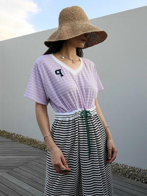 라일락 스트라이프 저지원피스 Lilac Stripe  jersey dress