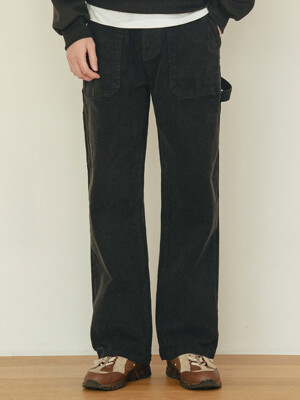 P1017 Carpenter wide pants_Black