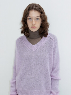 V-Neck Mohair Knit_Purple