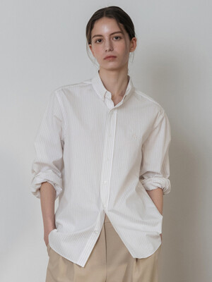 [Beige] Cotton Embroidery Shirt