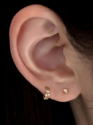 14K gold cutting one-touch earring
