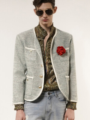Gold-Buttoned Boucle Tweed Jacket(MAN)_UTO-FB56