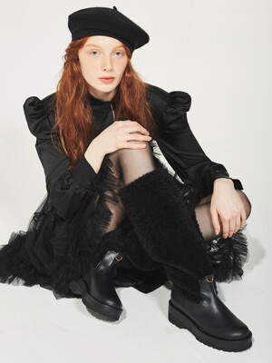 BENJAMIN_black 23FW Fur Platform Long boots